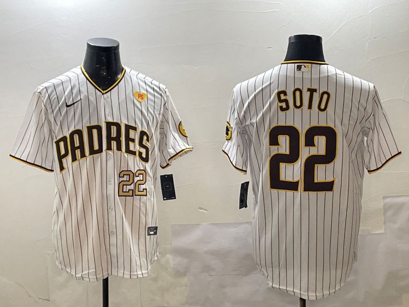 Men San Diego Padres #22 Soto White Stripe Game 2025 Nike MLB Jersey style 9->san diego padres->MLB Jersey